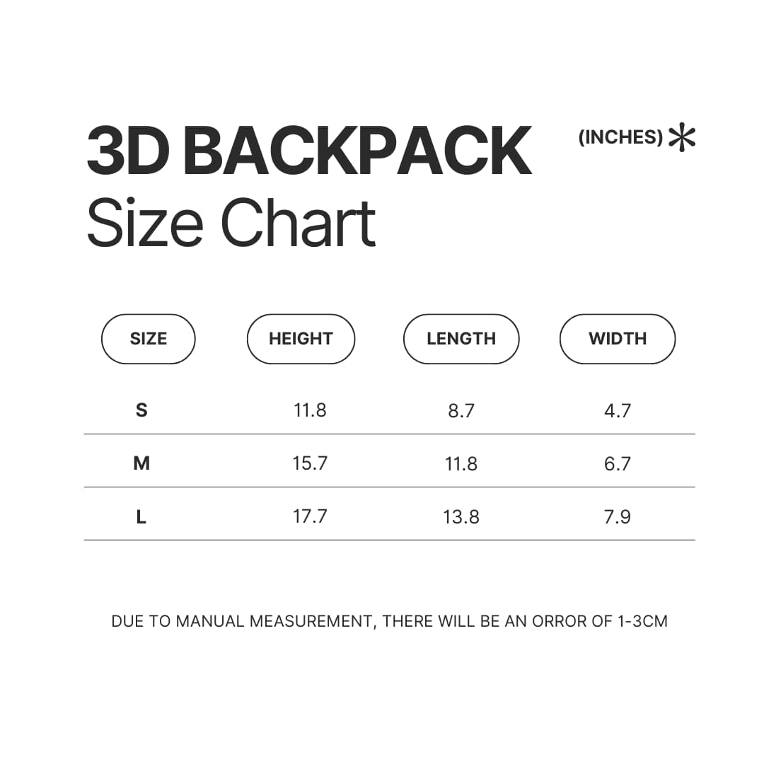 3D Backpack Size Chart - Ultraman Shop