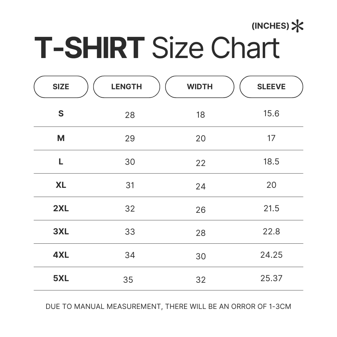 T shirt Size Chart - Ultraman Shop