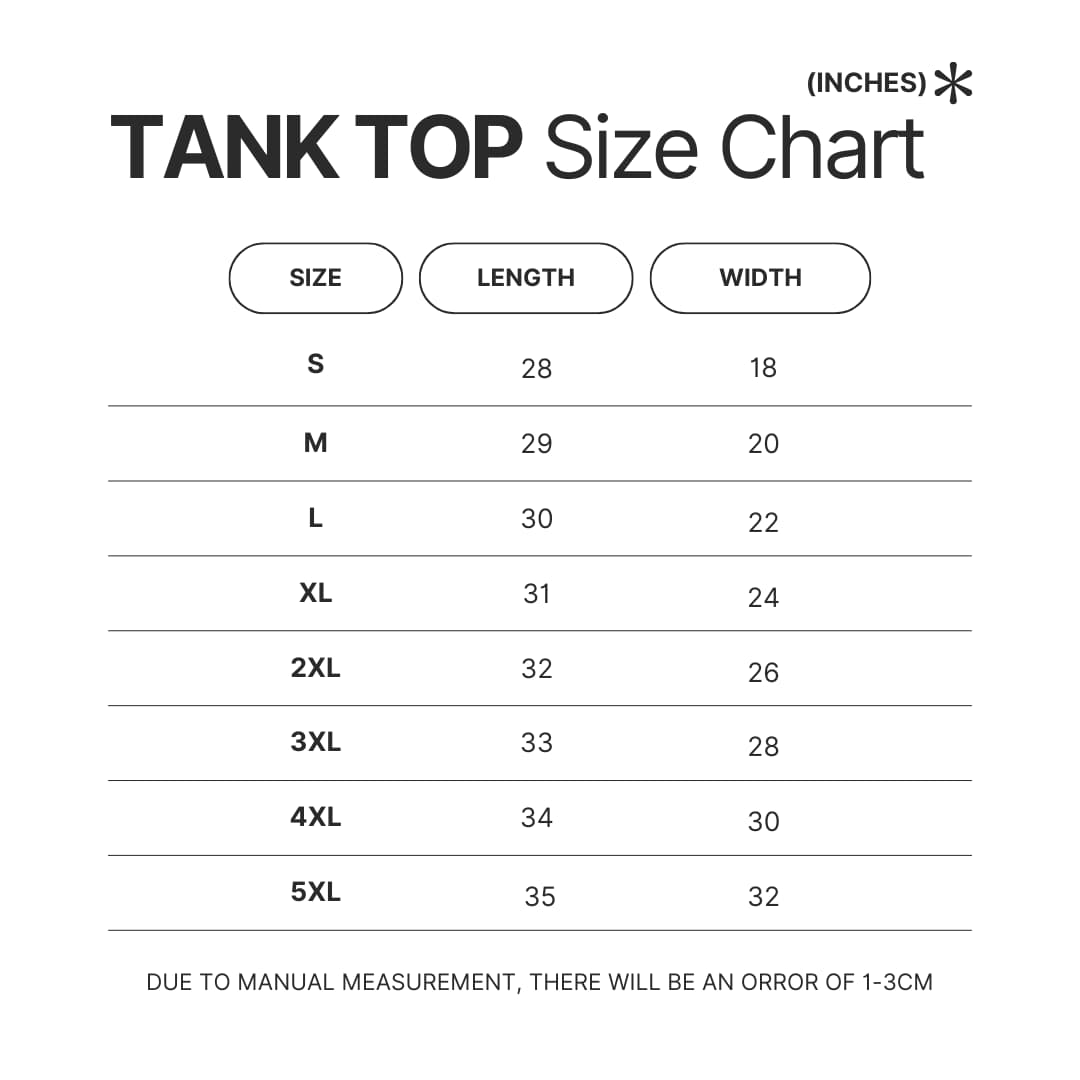 Tank Top Size Chart - Ultraman Shop