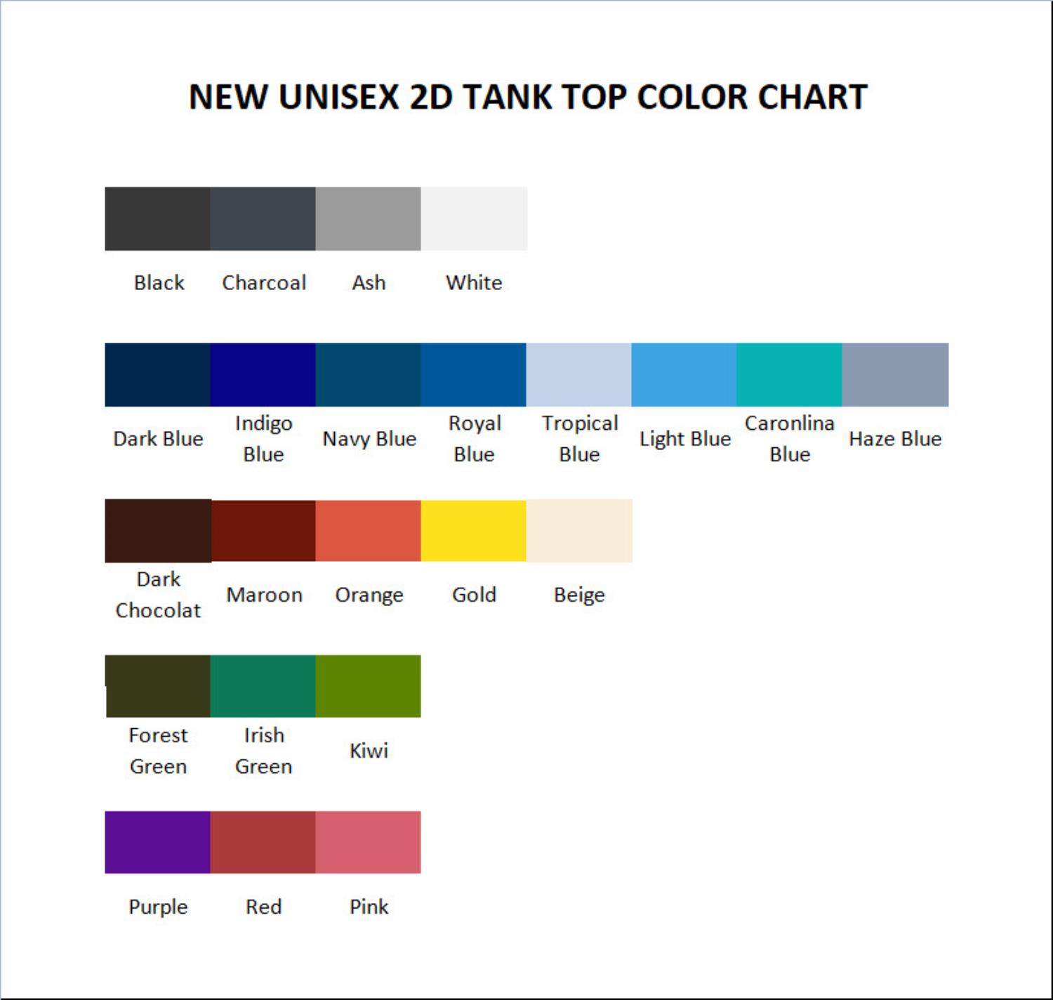 tank top color chart - Ultraman Shop