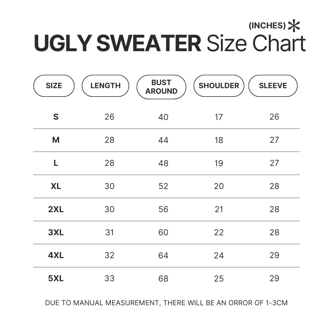 Ugly Sweater Size Chart - Ultraman Shop